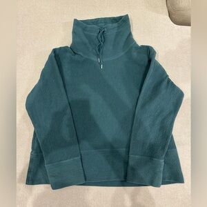 Orvis Deep Teal Cowl Neck Sweater Cotton Blend Size Large